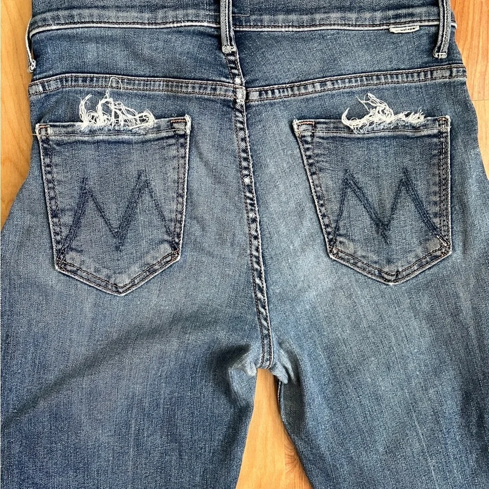 Upcycled Reworked MOTHER Superior 2 Tone Denim Barrels w Bronze Details sz 27 - Picture 6 of 17